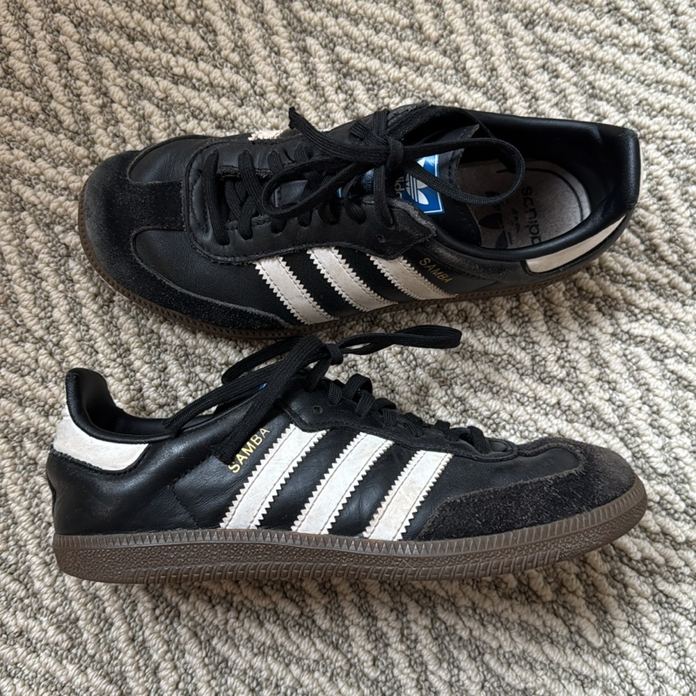 Kids Adidas Black and White Samba Sneakers Size 3